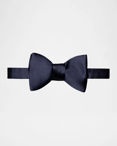 Eton Black Silk Satin Ready-tied Bow Tie In Dark Blue