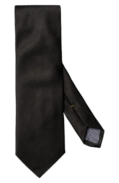 Eton Black Solid Silk Twill Tie