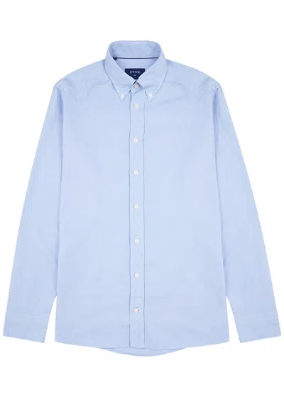 Eton Blue Piqué Cotton Oxford Shirt