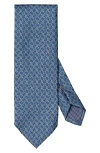 Eton Blue Vine Print Silk Tie In Medium Blue