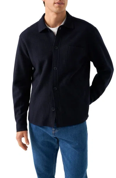Eton Boiled Wool Overshirt In Blue