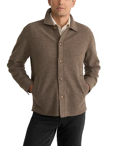 Eton Boiled Wool Button Shirt Jacket In Brown