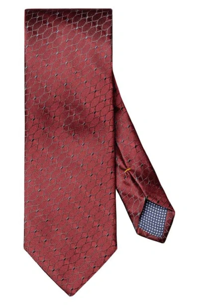 Eton Burgundy Patterned Silk Jacquard Tie In Red