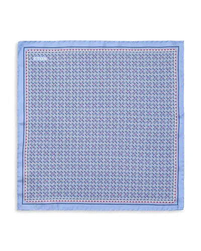 Eton Chain Silk Pocket Square In Blue