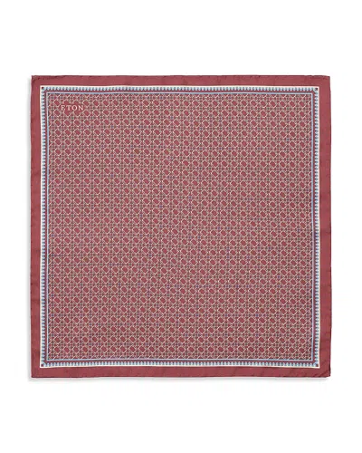 Eton Chain Silk Pocket Square In Red