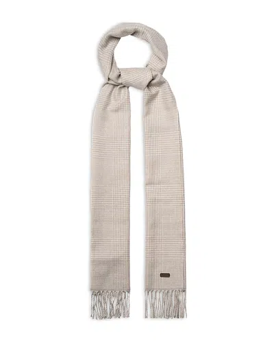 Eton Check Merino Wool Scarf In White