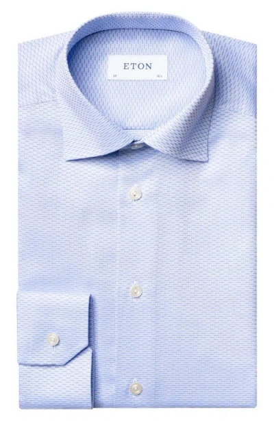 Eton Classic Fit Blue Cotton Dobby Dress Shirt