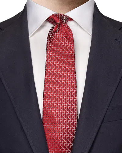 Eton Classic Geometric Silk Tie In Meduim Red