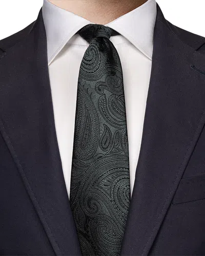 Eton Classic Paisley Silk Tie In Dark Green