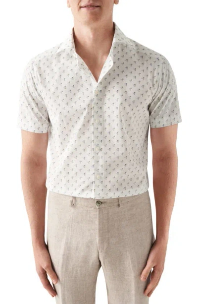Eton Cocktail Print Short Sleeve Button-up Shirt In Natural