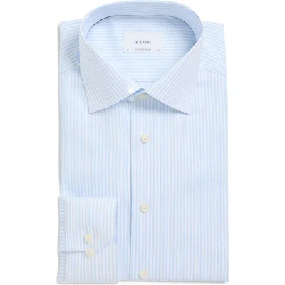 Eton Contemporary Fit Bengal Stripe Crease Resistant Cotton Dress Shirt In Blue