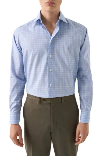 Eton Contemporary Fit Check Cotton Dress Shirt In Blue