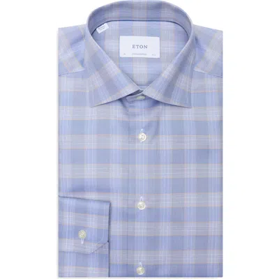 Eton Contemporary Fit Check Cotton Twill Dress Shirt In Blue
