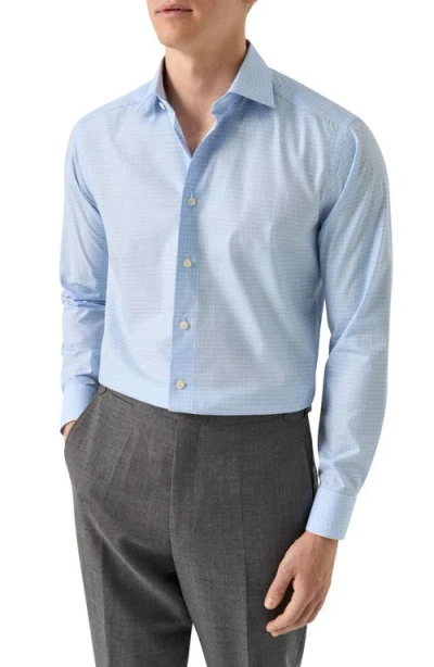 Eton Contemporary Fit Check Fine Cotton Twill Dress Shirt In Blue