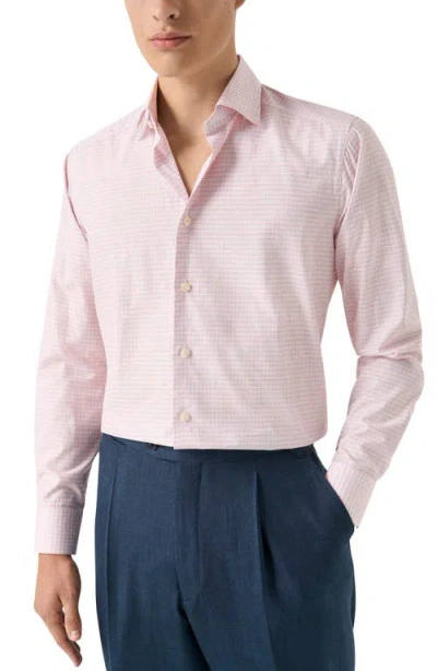 Eton Contemporary Fit Check Fine Cotton Twill Dress Shirt In Pink