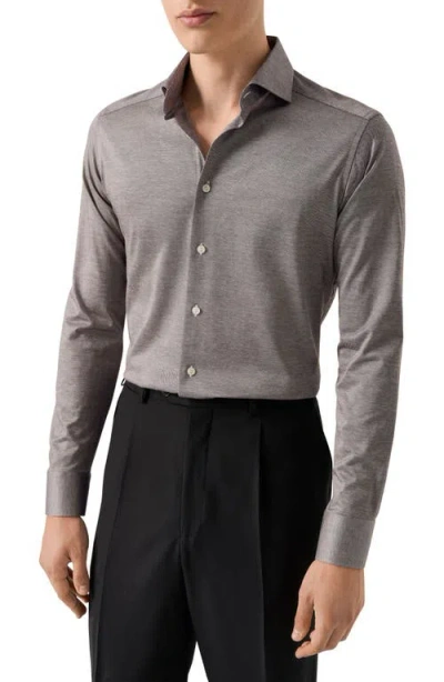 Eton Contemporary Fit Cotton Dress Shirt In Brown