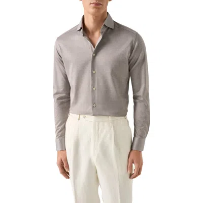 Eton Contemporary Fit Filo Di Scozia Jersey Dress Shirt In Gray