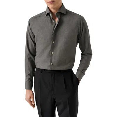 Eton Contemporary Fit Flannel Dress Shirt In Gray