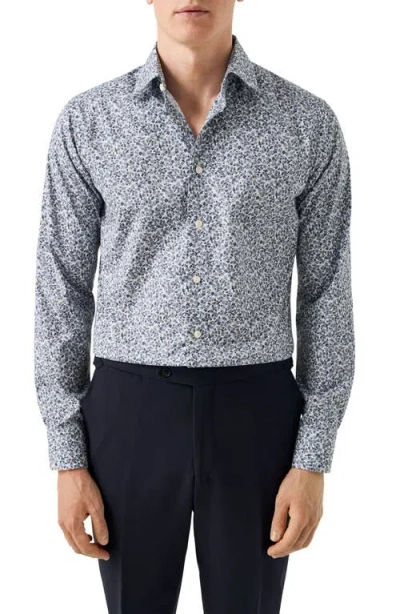 Eton Contemporary Fit Floral Cotton Dress Shirt In Blue