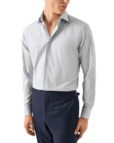 Eton Contemporary Fit Floral Twill Shirt In Blue