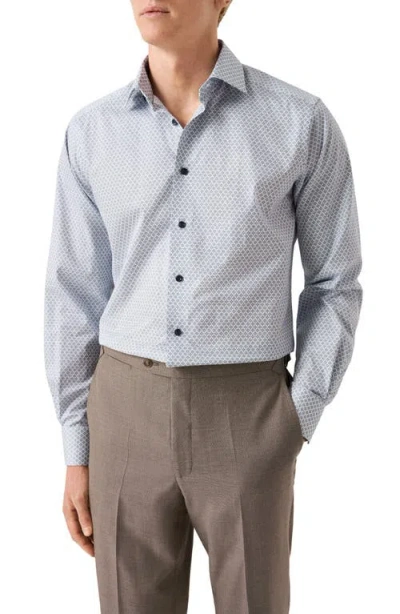 Eton Contemporary Fit Geometric Print Cotton Dress Shirt In Blue