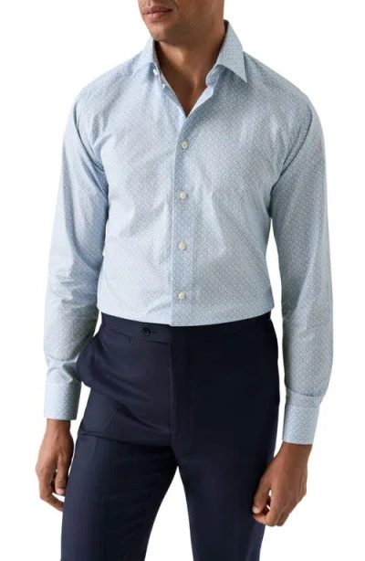 Eton Contemporary Fit Geometric Print Cotton Dress Shirt In Blue