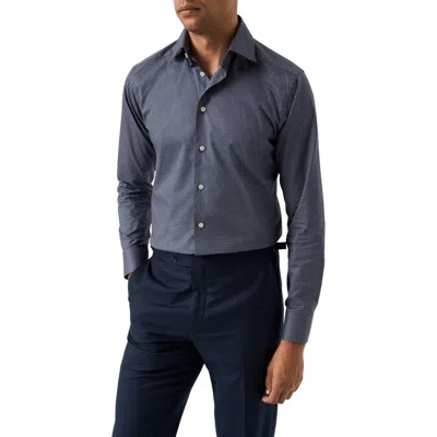 Eton Contemporary Fit Geometric Print Organic Cotton Dress Shirt In Blue