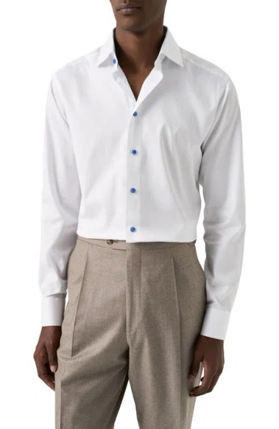 Eton Contemporary Fit Geometric Twill Dress Shirt In White