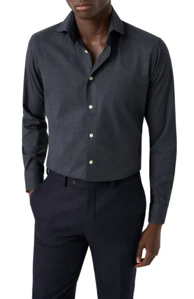 Eton Contemporary Fit Houndstooth Flannel Dress Shirt In Blue