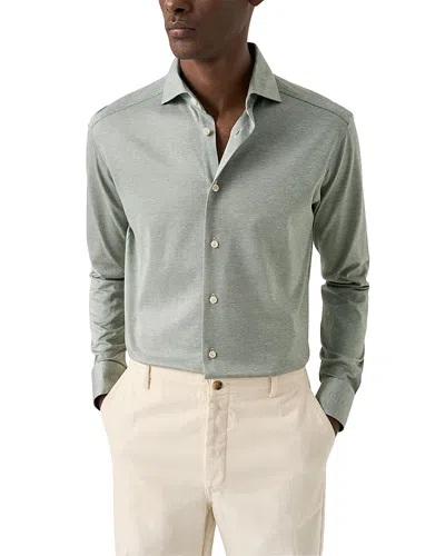 Eton Contemporary Fit Knit Dress Shirt In Green