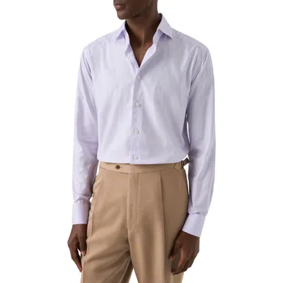 Eton Contemporary Fit Light Purple Microcheck Cotton Dobby Dress Shirt