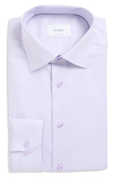 Eton Contemporary Fit Light Purple Textured Cotton Dress Shirt