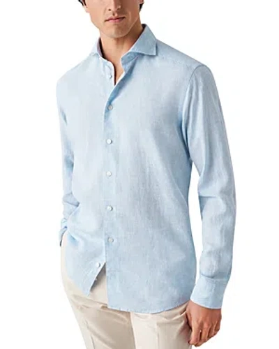 Eton Contemporary Fit Linen Shirt In Light Blue