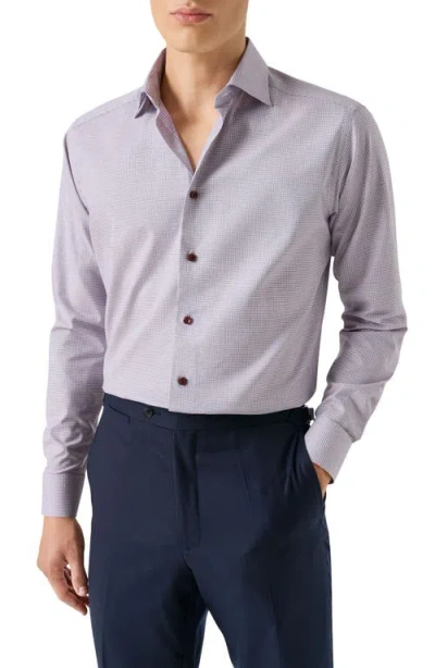 Eton Contemporary Fit Microcheck Crease Resistant Cotton Dobby Dress Shirt In Blue