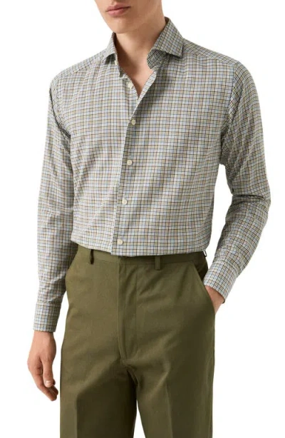 Eton Contemporary Fit Mixed Check Cotton Flannel Dress Shirt In Multi