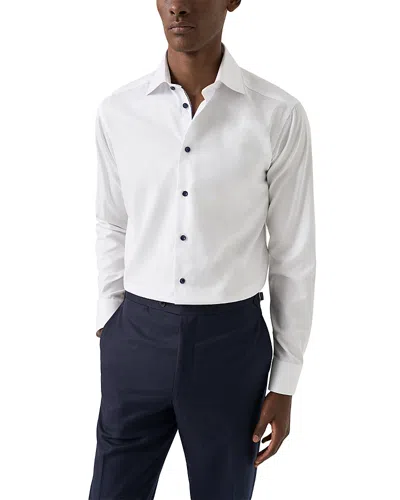Eton Contemporary Fit Navy Details Signature Twill Shirt In White