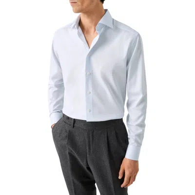 Eton Contemporary Fit Pinstripe Cotton Twill Dress Shirt In Blue