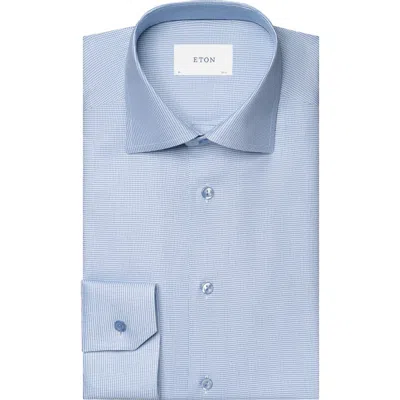 Eton Contemporary Fit Semisolid Cotton Dress Shirt In Blue
