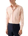 Eton Contemporary Fit Solid Orange Cotton Dobby Dress Shirt In Pink