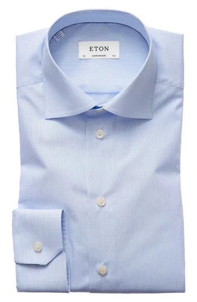 Eton Contemporary Fit Stripe Dress Shirt In Light Blue