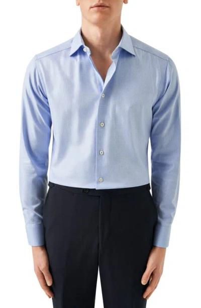 Eton Contemporary Fit Textured Organic Cotton Dress Shirt In Blue