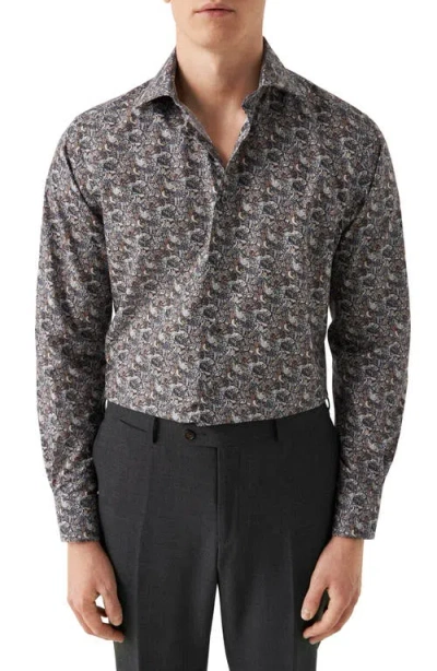 Eton Contemporary Fit Twill Dress Shirt In Black