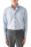 Eton Contemporary Fit Twill Shirt With Contrast Buttons In Lt/pastel Blue