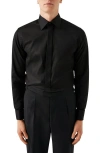 Eton Slim Fit Pin Dot Pique Button Front Shirt In Black