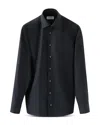 Eton Mens  Spread-collar Breathable Wool Shirt In Navy Blue