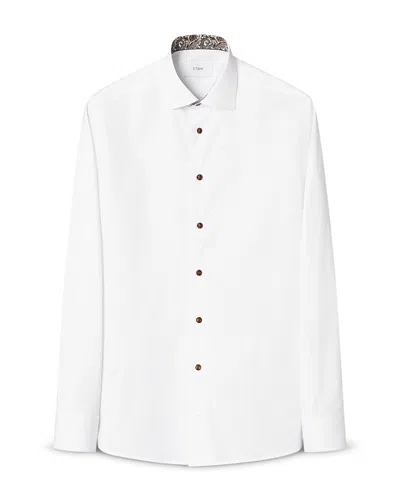 Eton Contemporary Solid Shirt With Paisley Detail In White