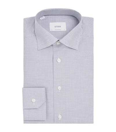 Eton Cotton Check Fine Twill Shirt In Gray