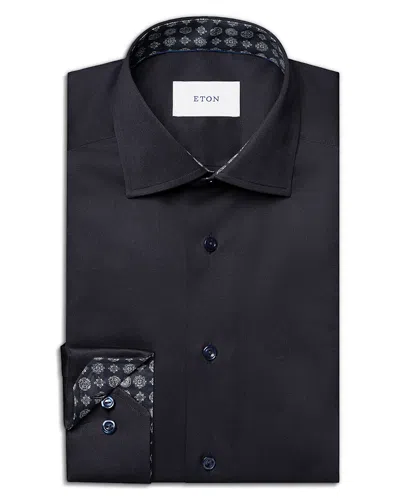 Eton Cotton Contemporary Geo Detail Solid Shirt In Navy