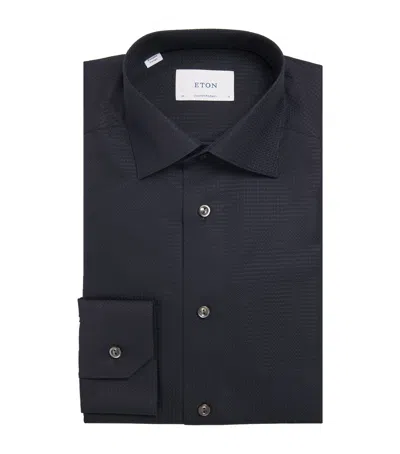 Eton Cotton Dobby Contemporary Fit Shirt In Black