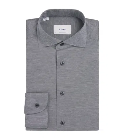 Eton Cotton Filo Di Scozia Contemporary Fit Shirt In Gray